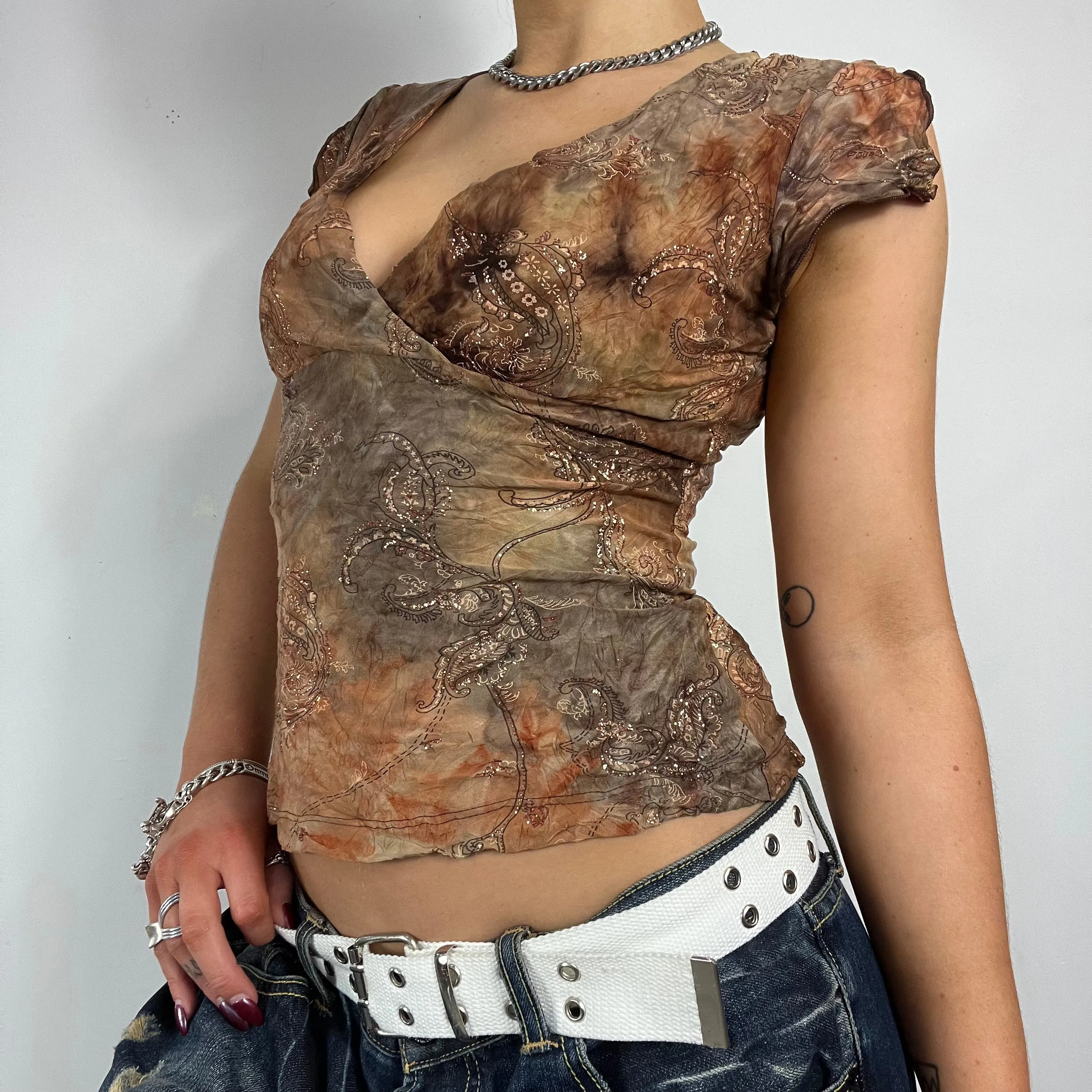 90s glitter wrap top - Size S