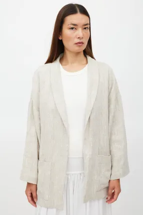 Beige Two Pocket Open Front Jacket