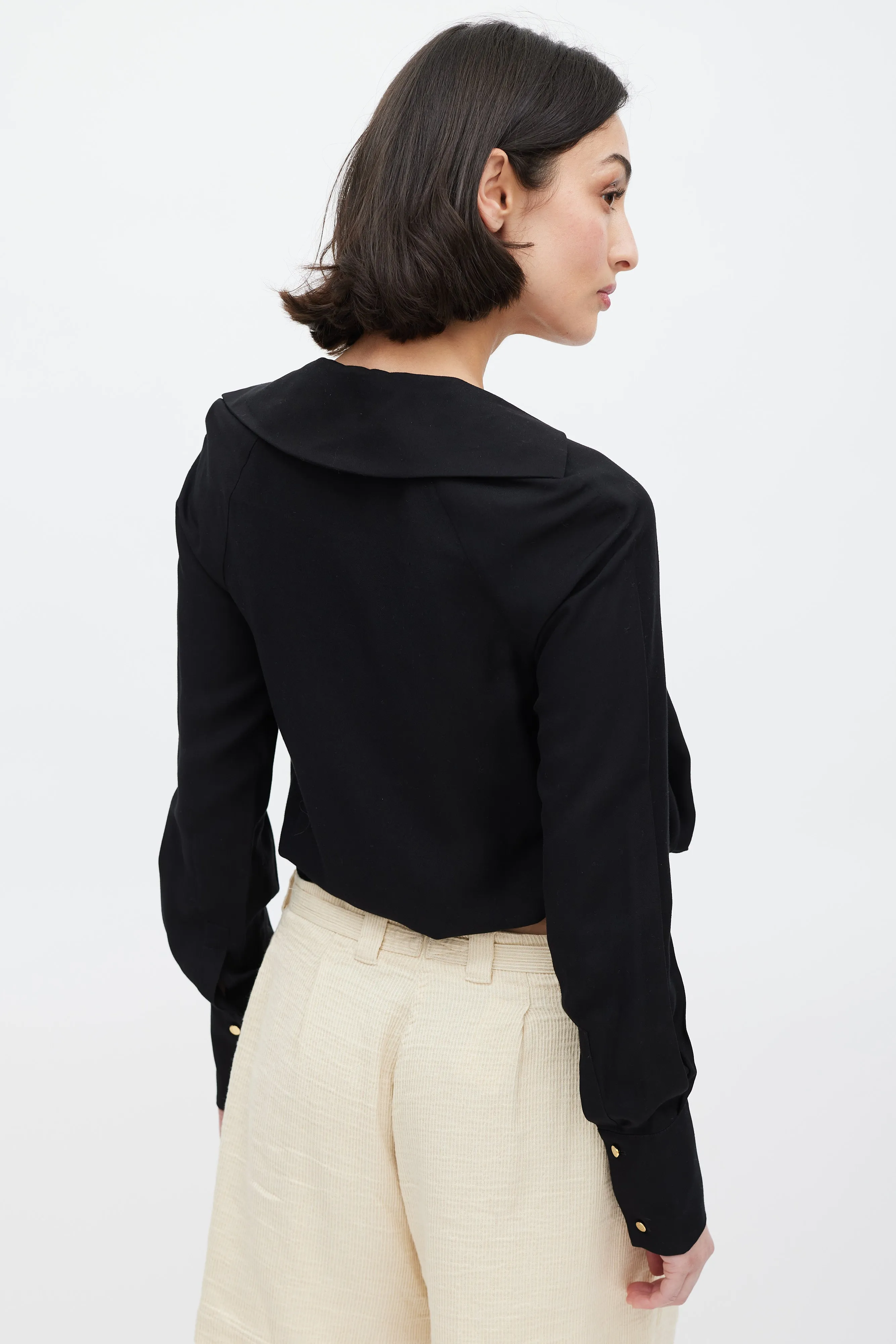 Black La Riviera Wrap Front Top