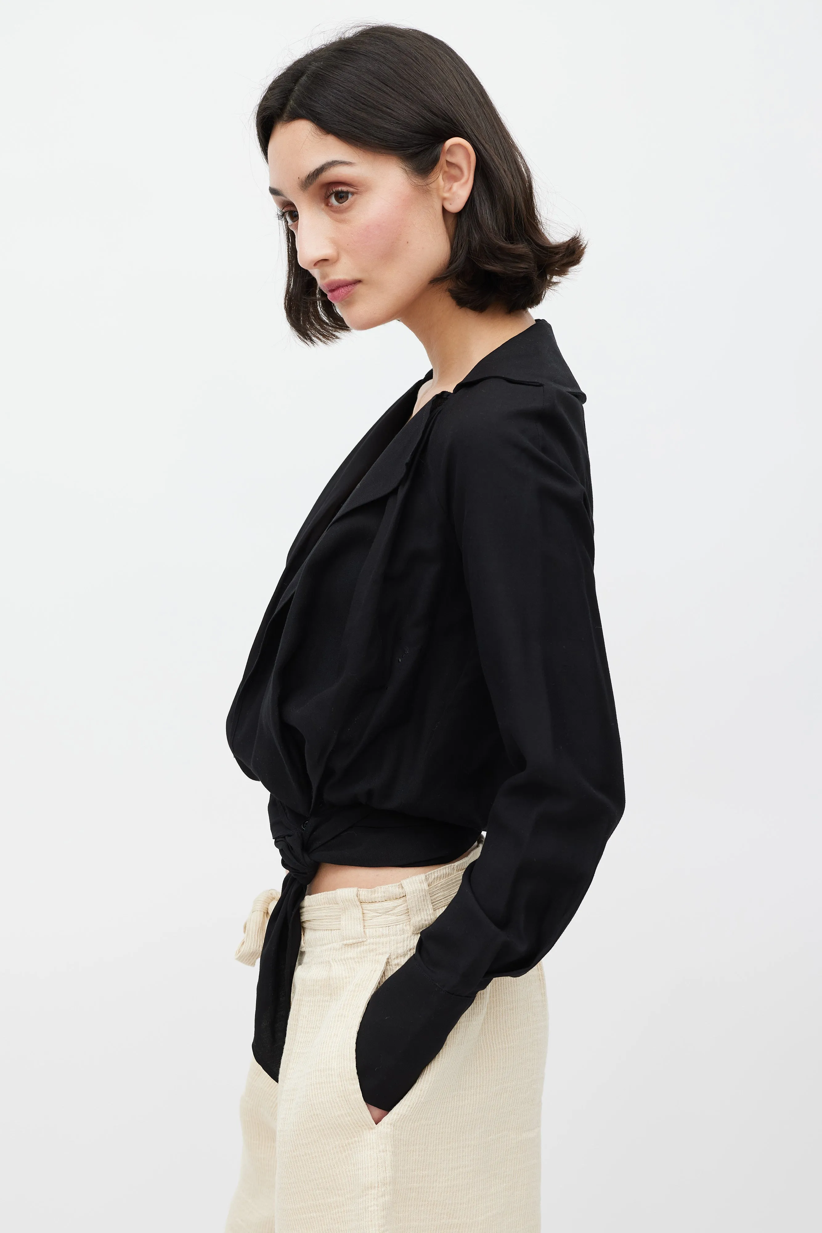 Black La Riviera Wrap Front Top