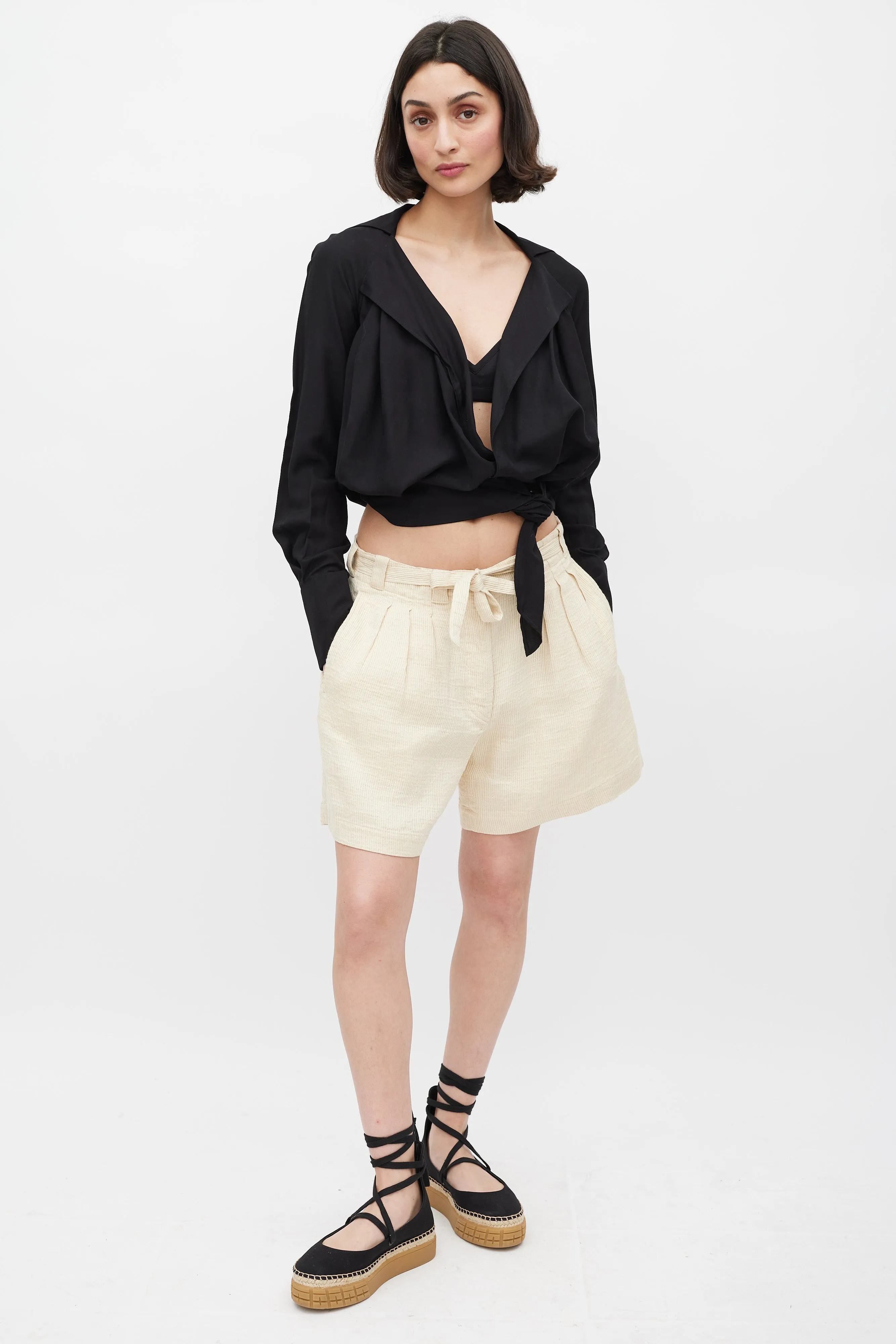 Black La Riviera Wrap Front Top