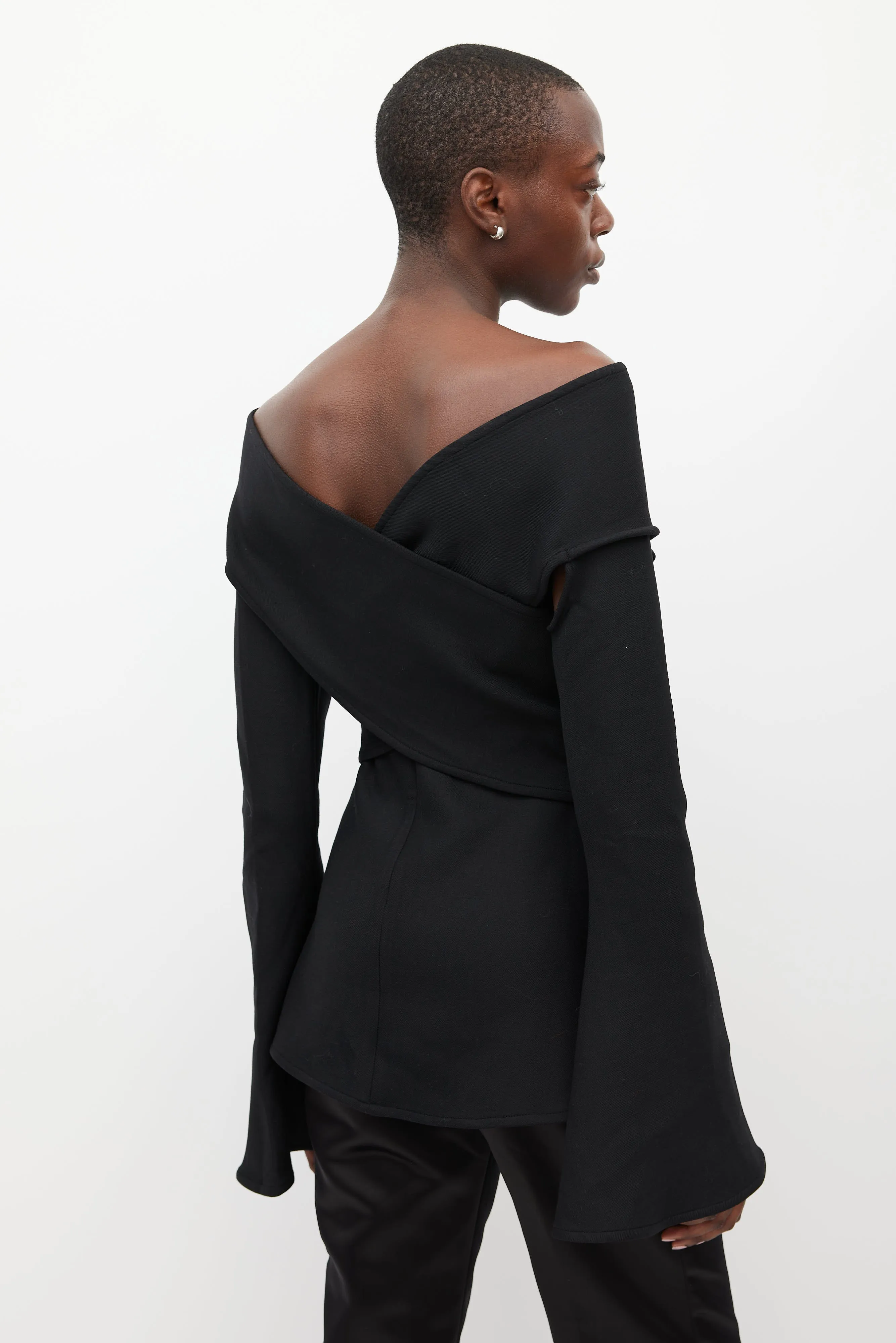 Black Leonis Wrap V-Neck Top