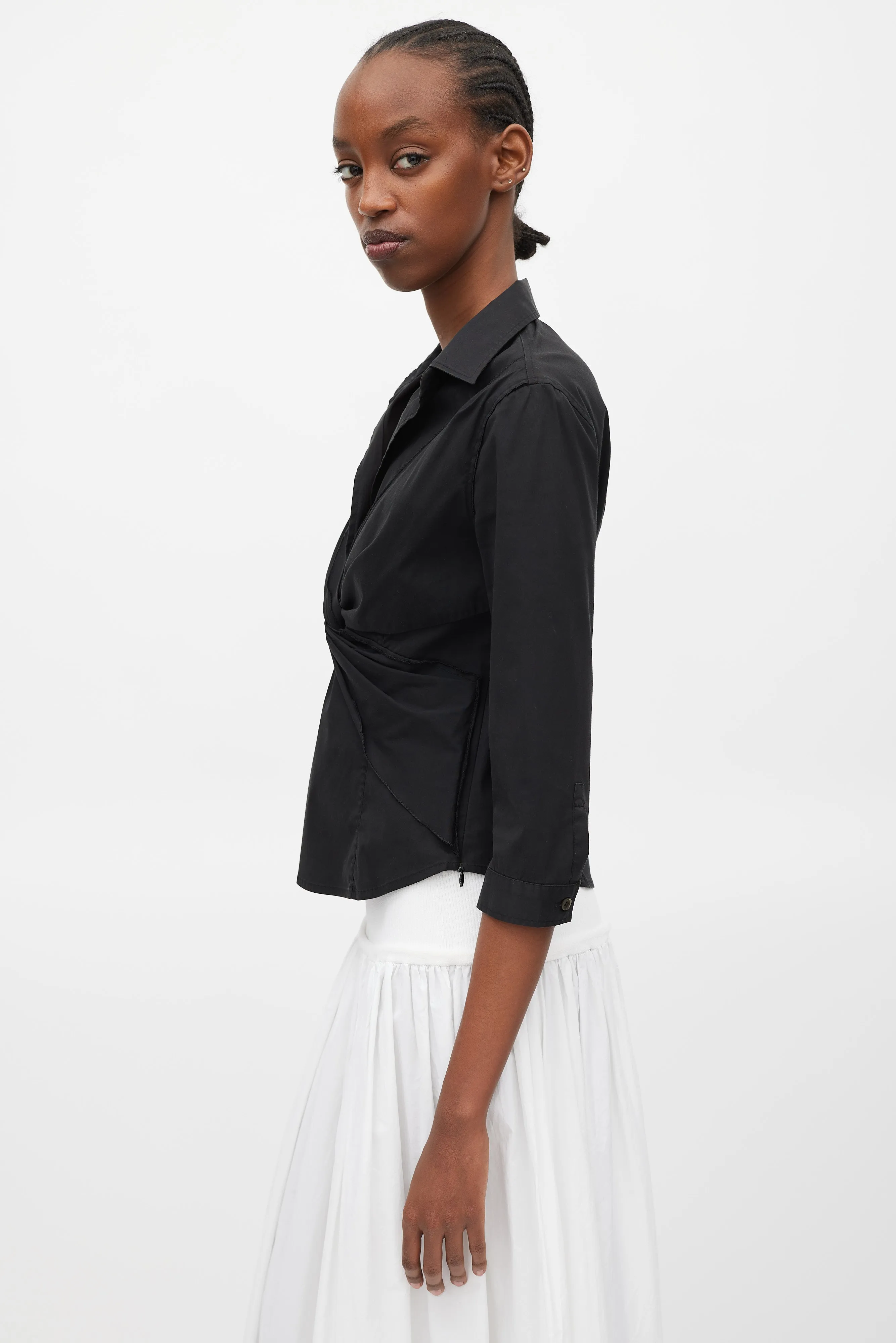 Black Twisted Wrap Top