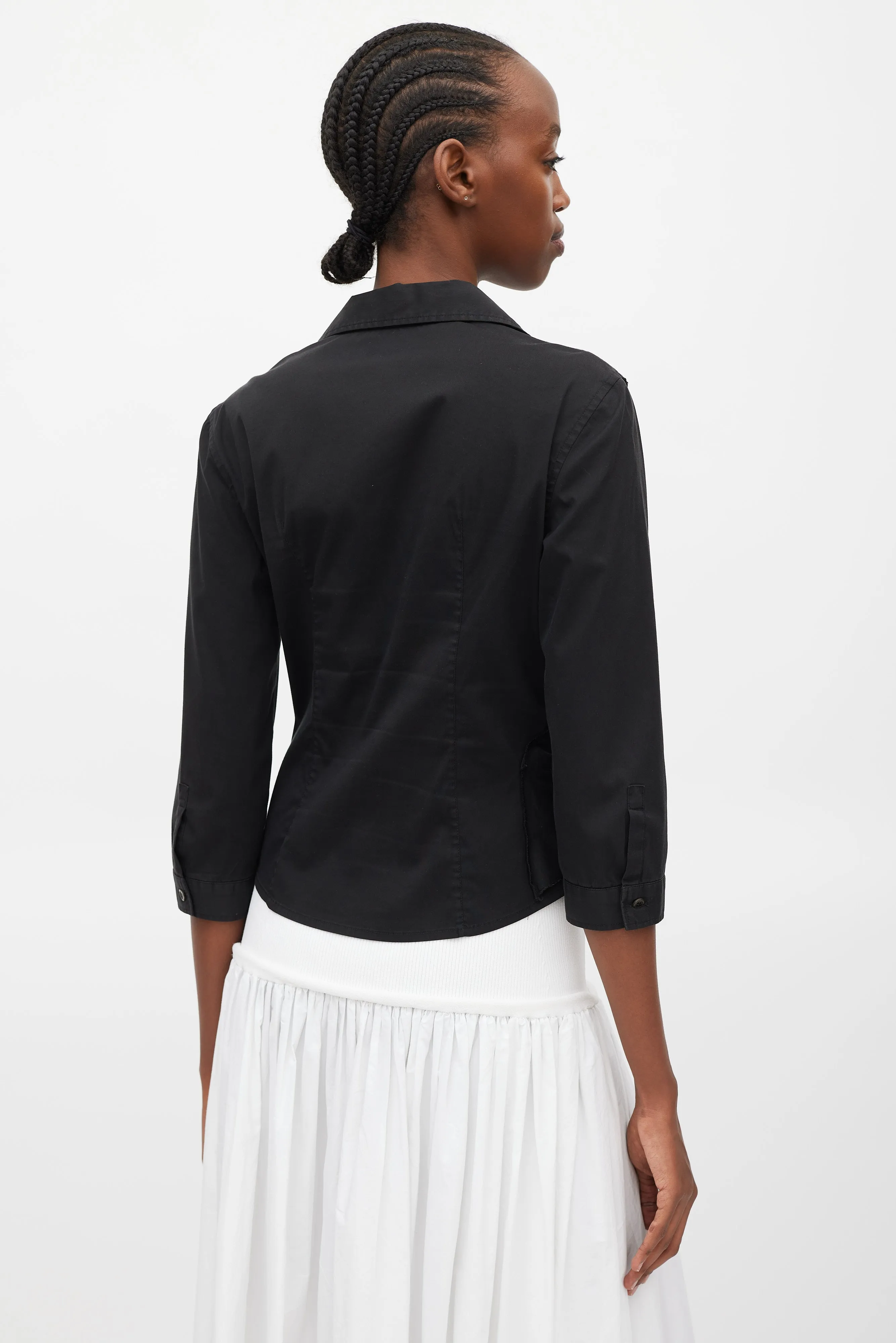 Black Twisted Wrap Top