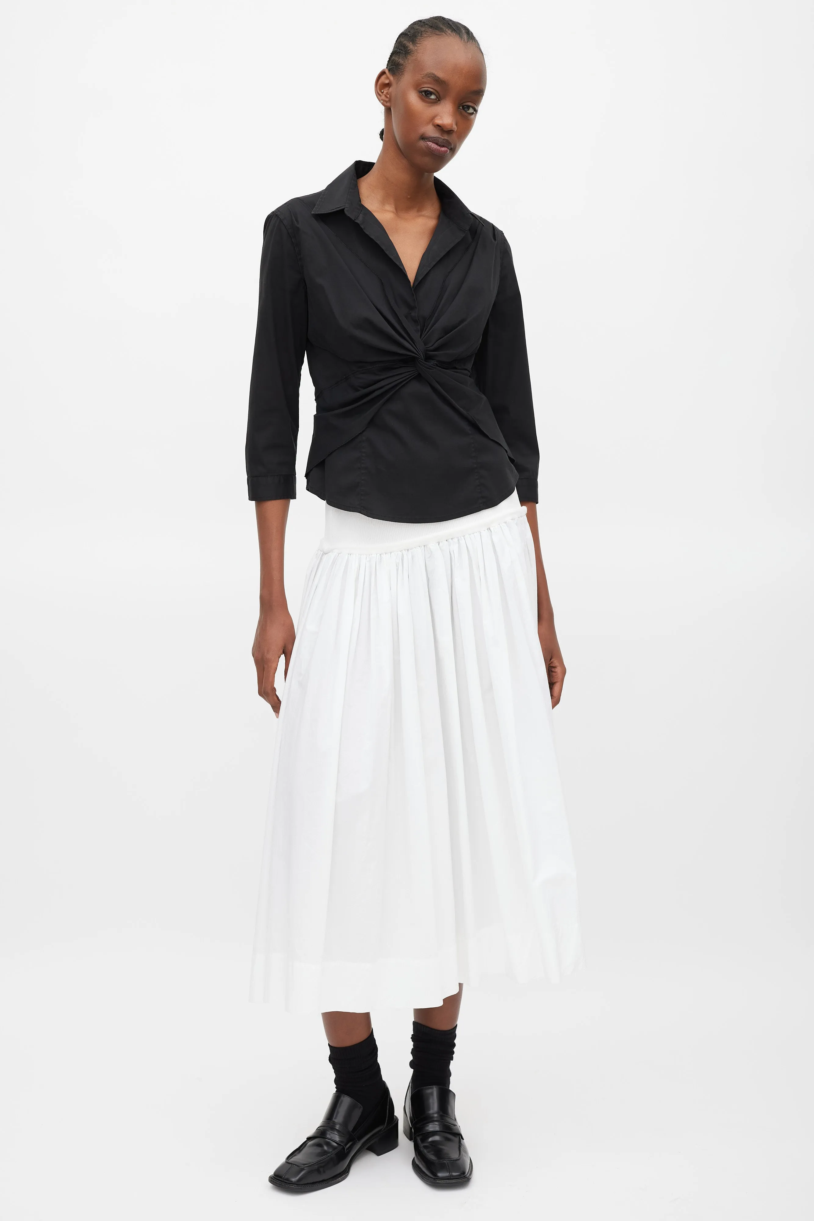 Black Twisted Wrap Top