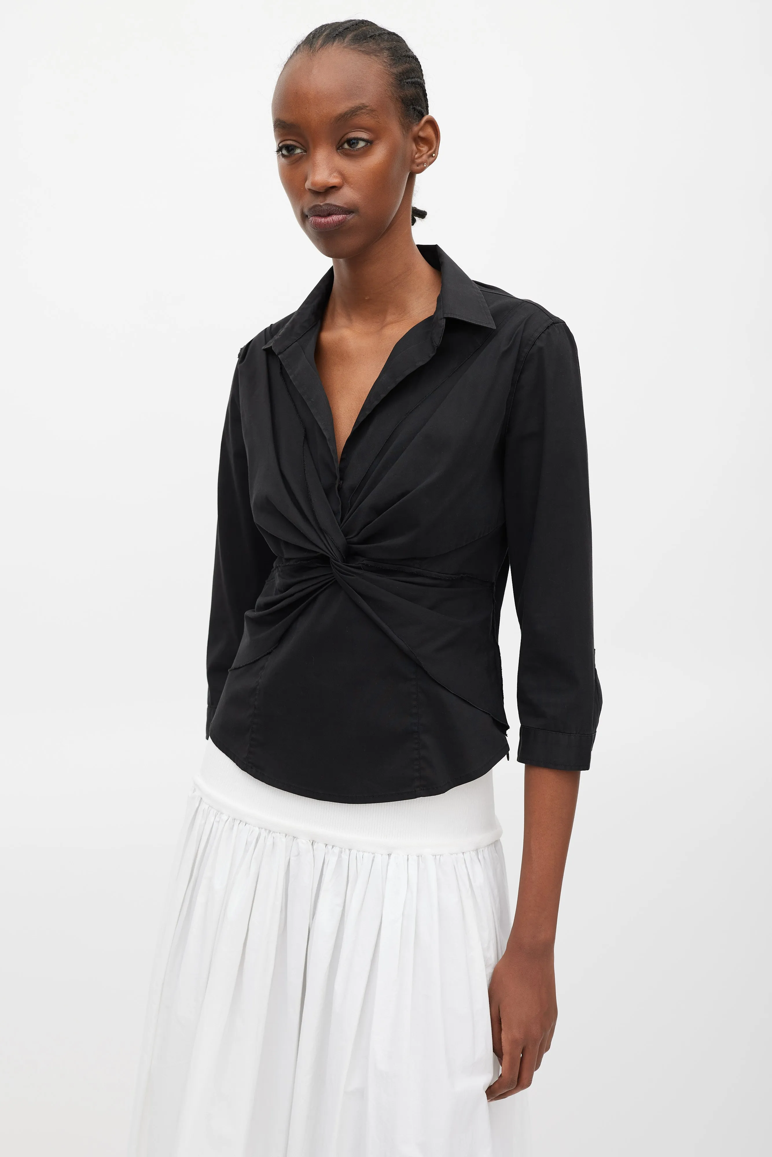 Black Twisted Wrap Top