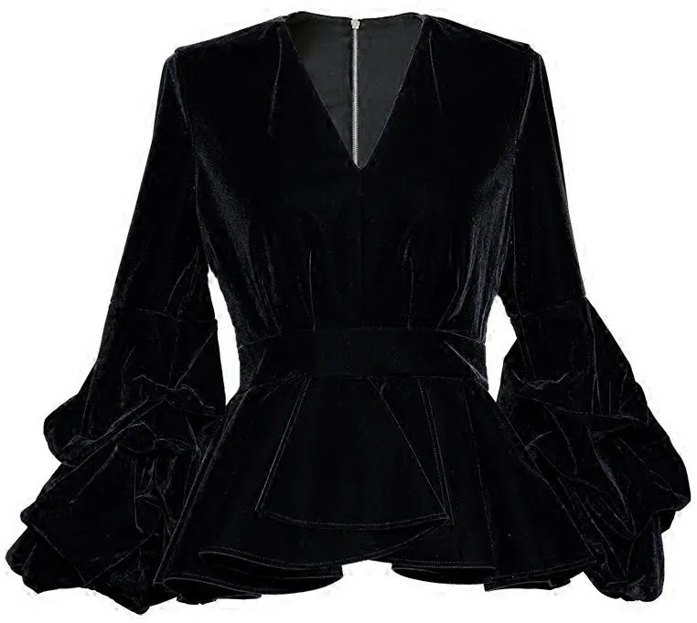 Black Velvet Peplum Top