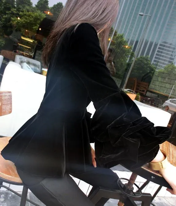 Black Velvet Peplum Top