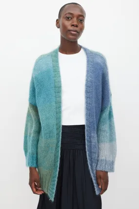 Blue & Green Mohair & Silk Cardigan