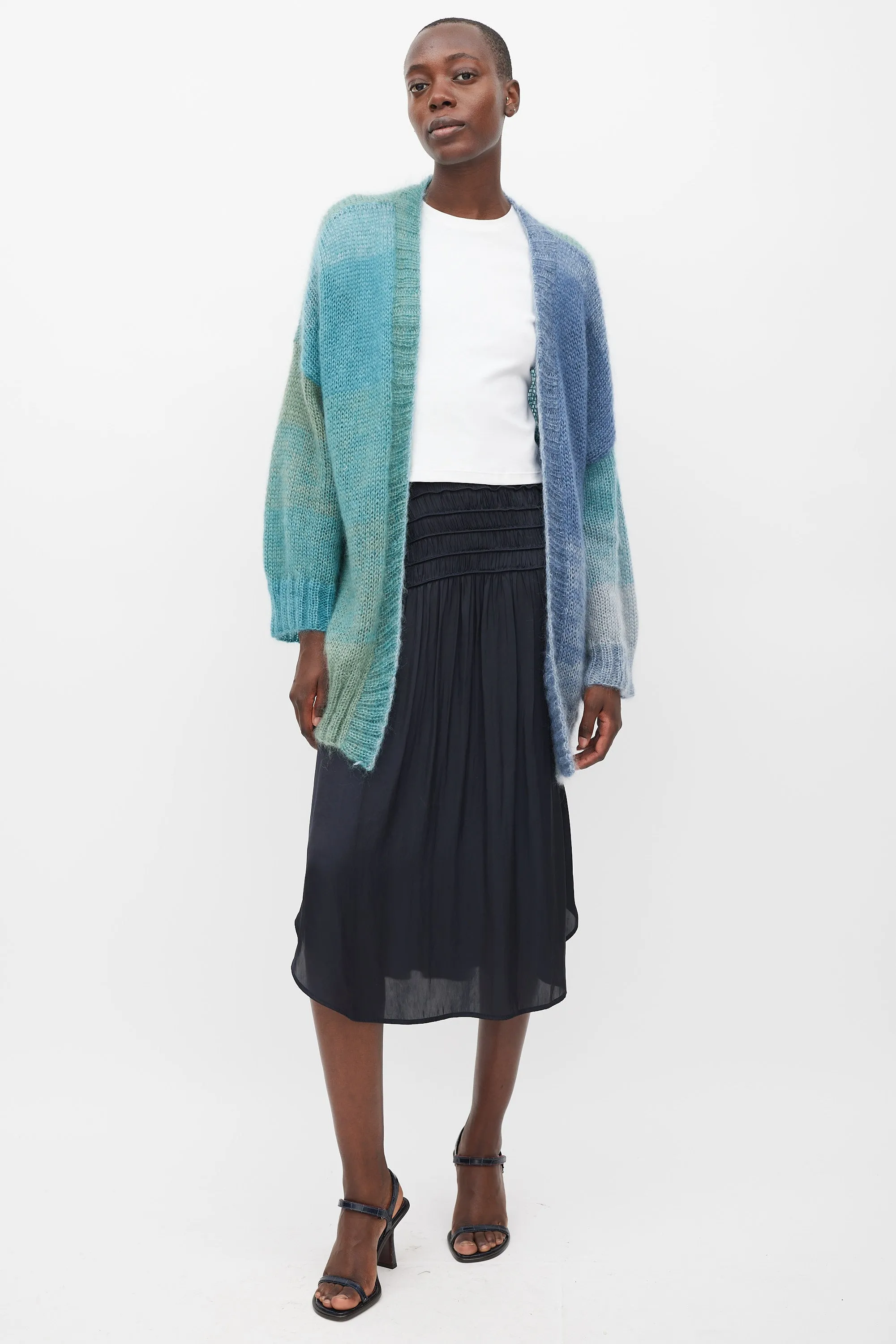 Blue & Green Mohair & Silk Cardigan