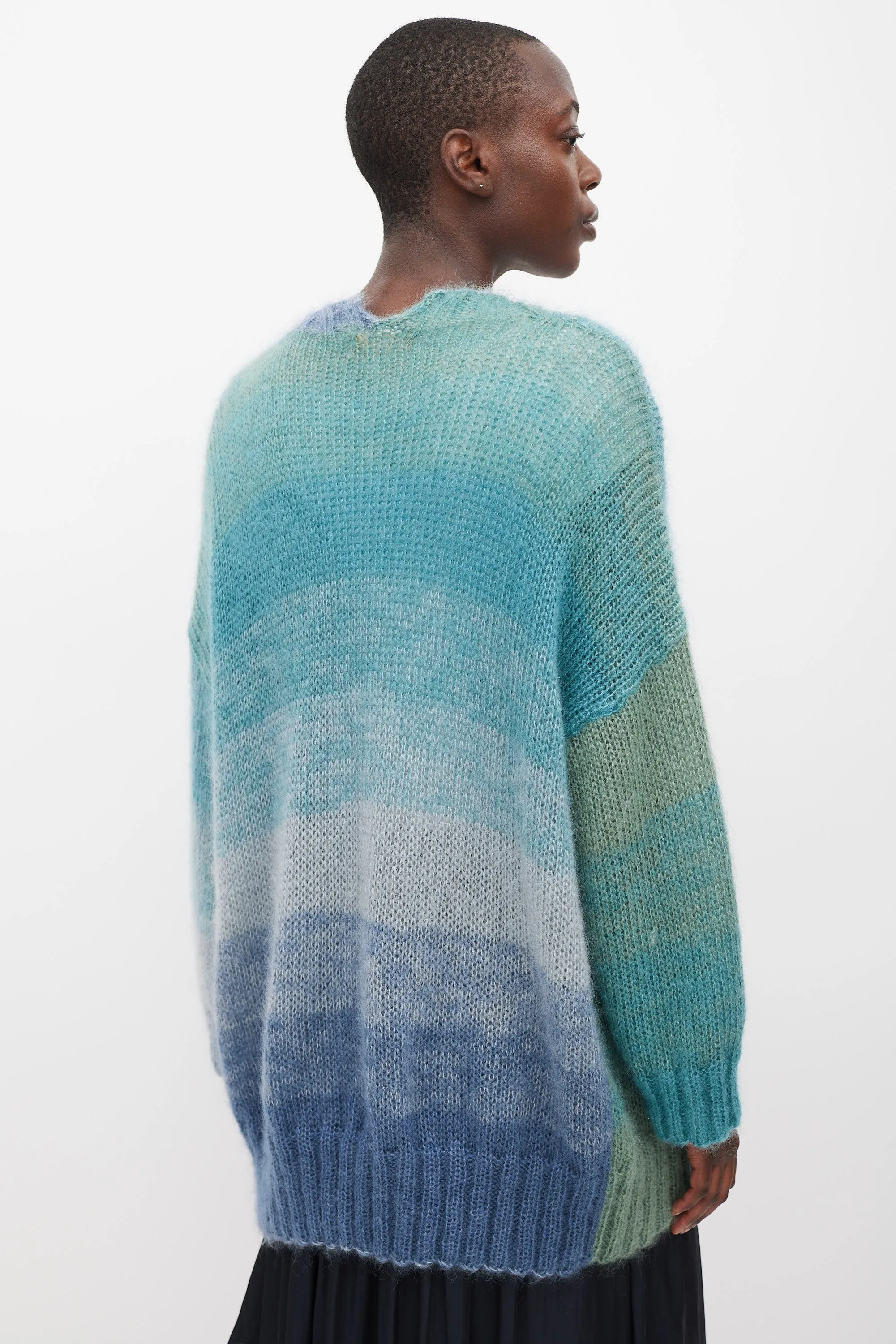 Blue & Green Mohair & Silk Cardigan