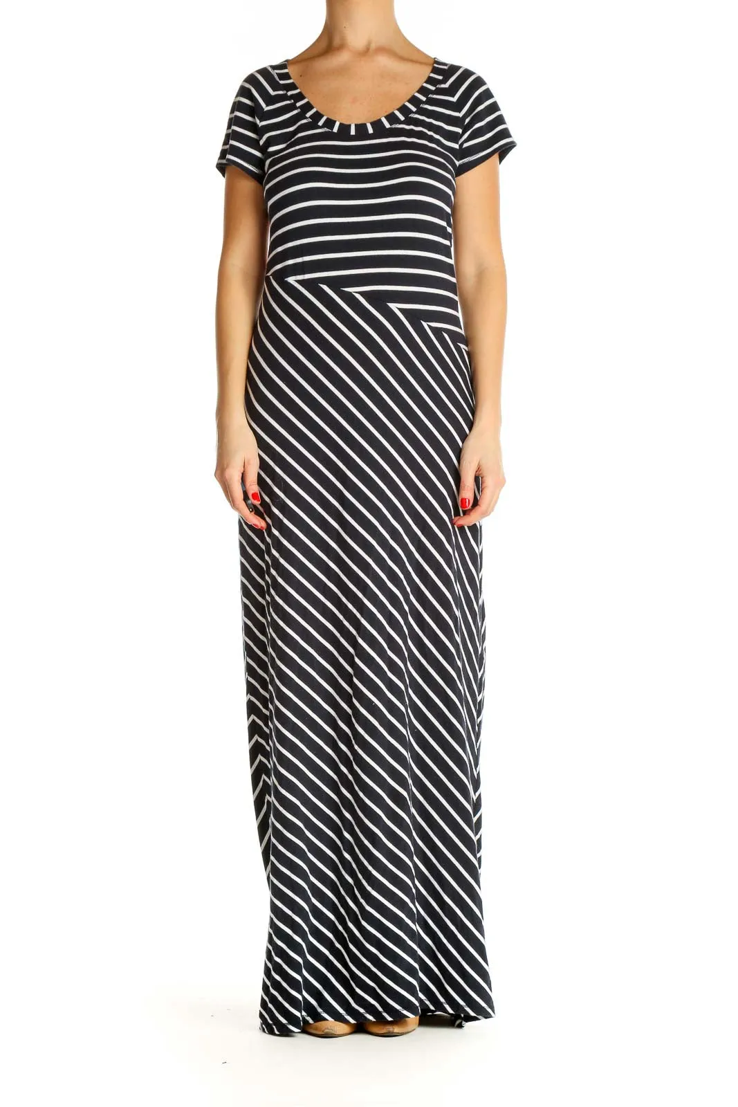 Blue Striped Classic Column Dress