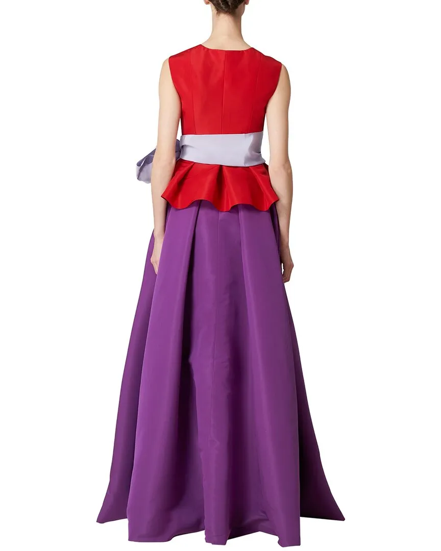 Carolina Herrera Button Front Peplum Silk Gown