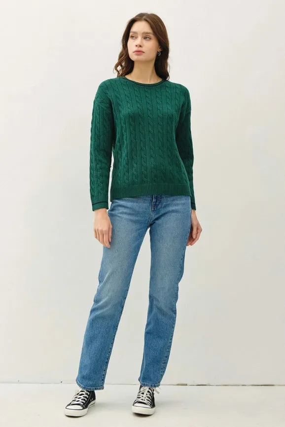 Chunky Cable Knit Pullover Sweater HUNTER