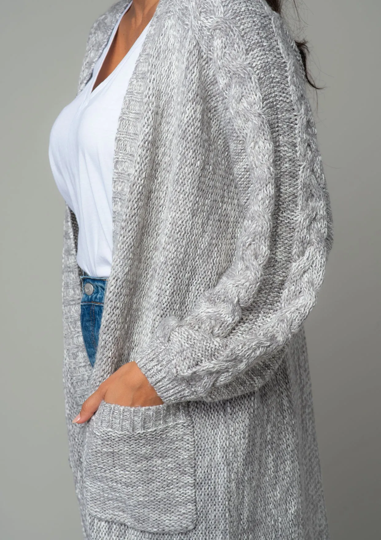 Chunky Open Front Long Sleeve Knit Cardigan