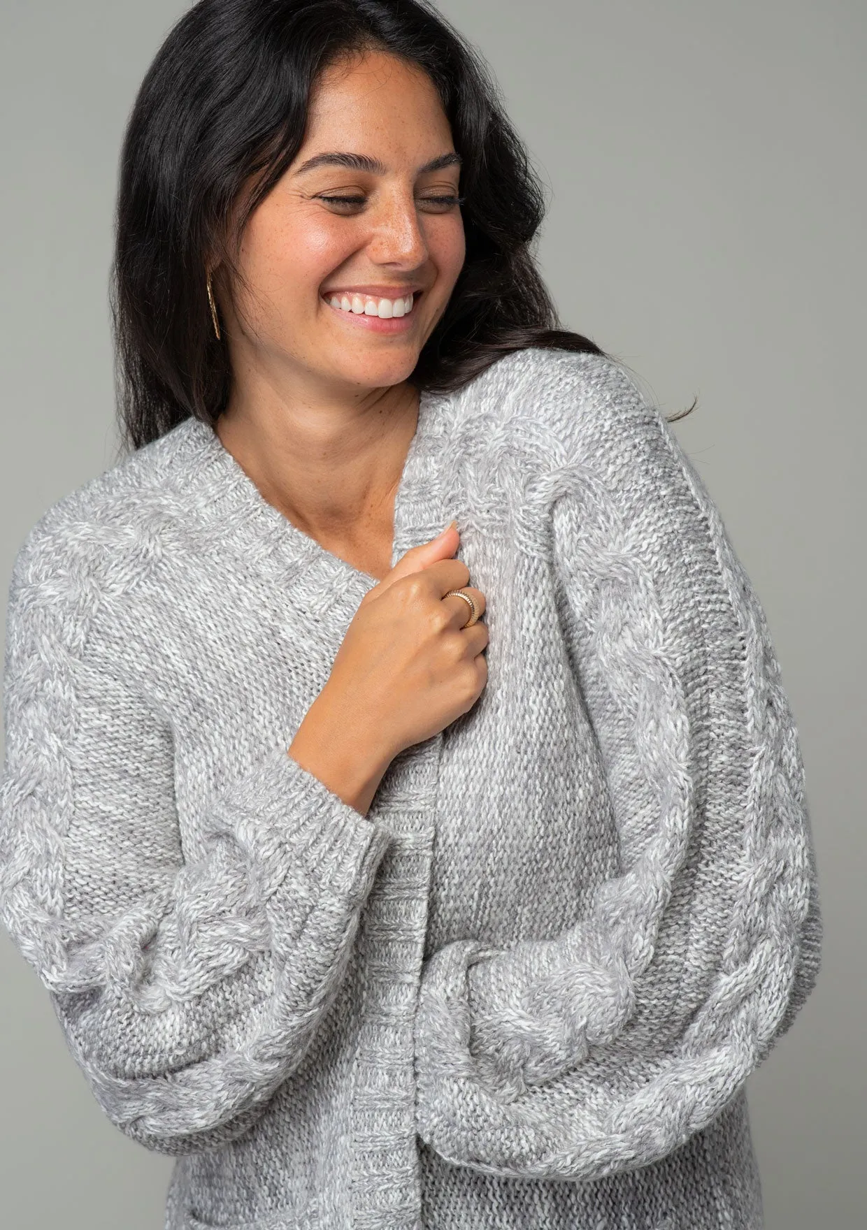 Chunky Open Front Long Sleeve Knit Cardigan
