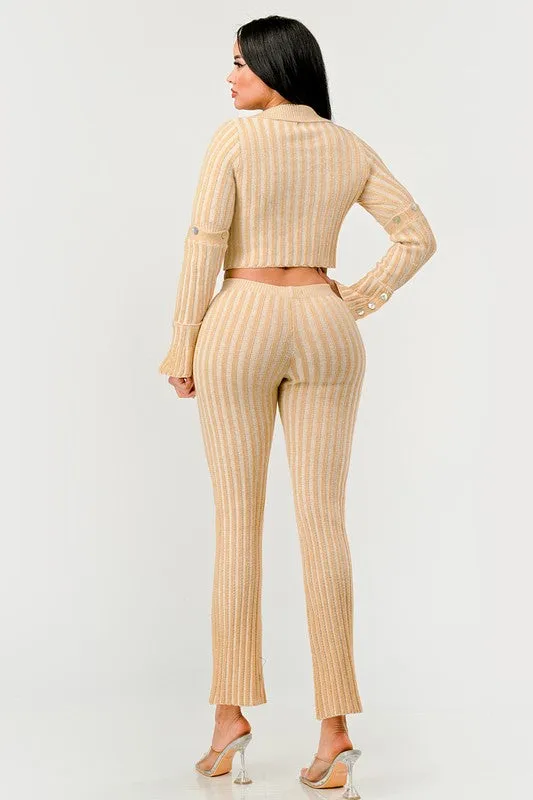 Cozy Knit High Waisted Pant Set