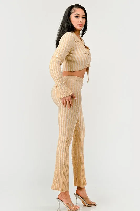 Cozy Knit High Waisted Pant Set