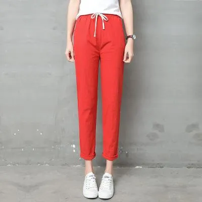 Elastic Mid Waist Black Trousers