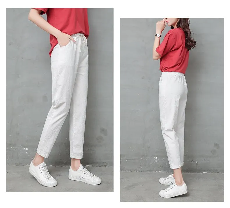 Elastic Mid Waist Black Trousers