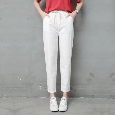 Elastic Mid Waist Black Trousers