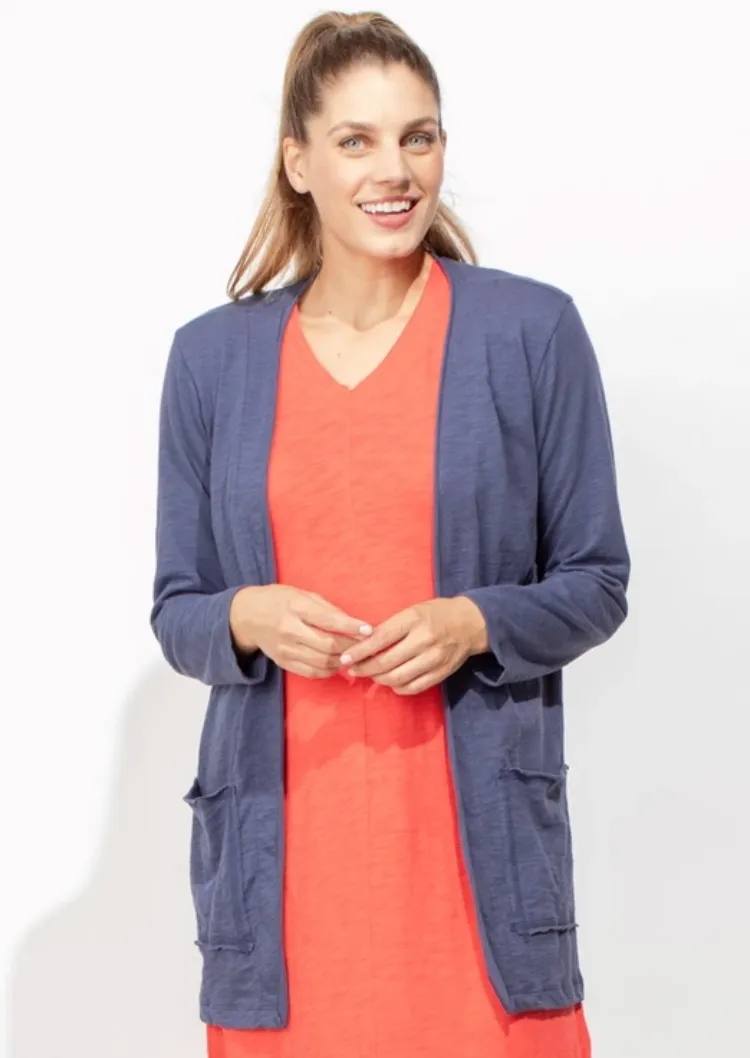 Escape Cotton Slub Open Front Cardigan
