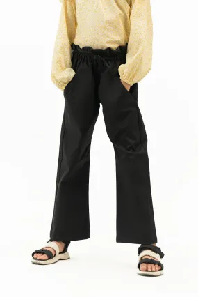 Girls Paperbag Pant with Patch Pocket - Black