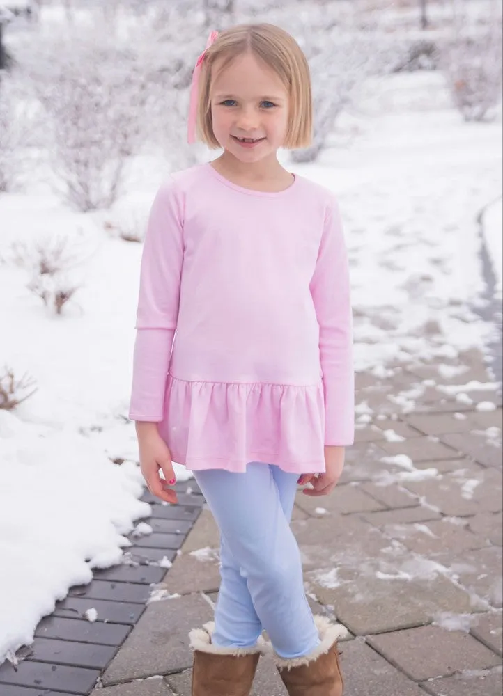 James & Lottie Girls Peggie Peplum Knit Top - Light Pink