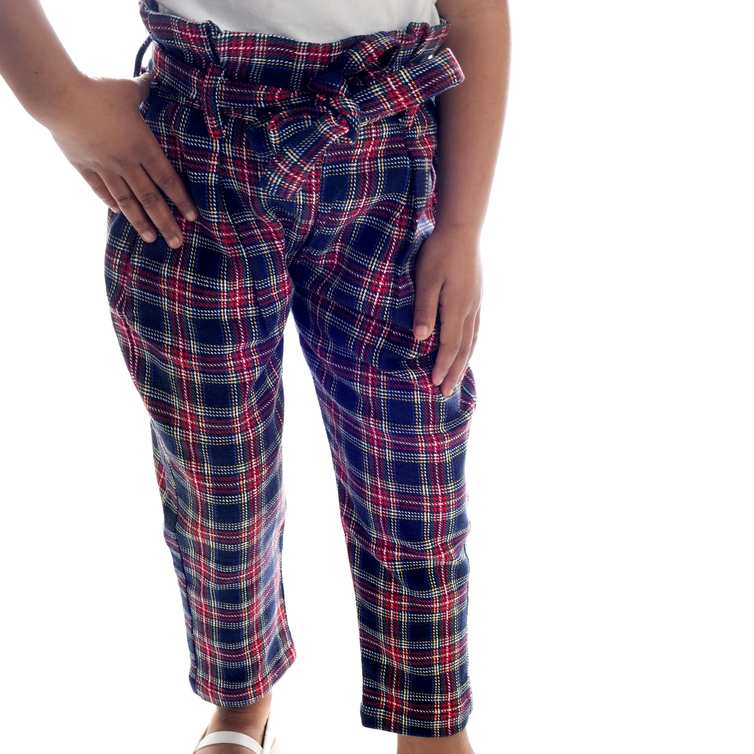 Paperbag waist pant with belt & pockets