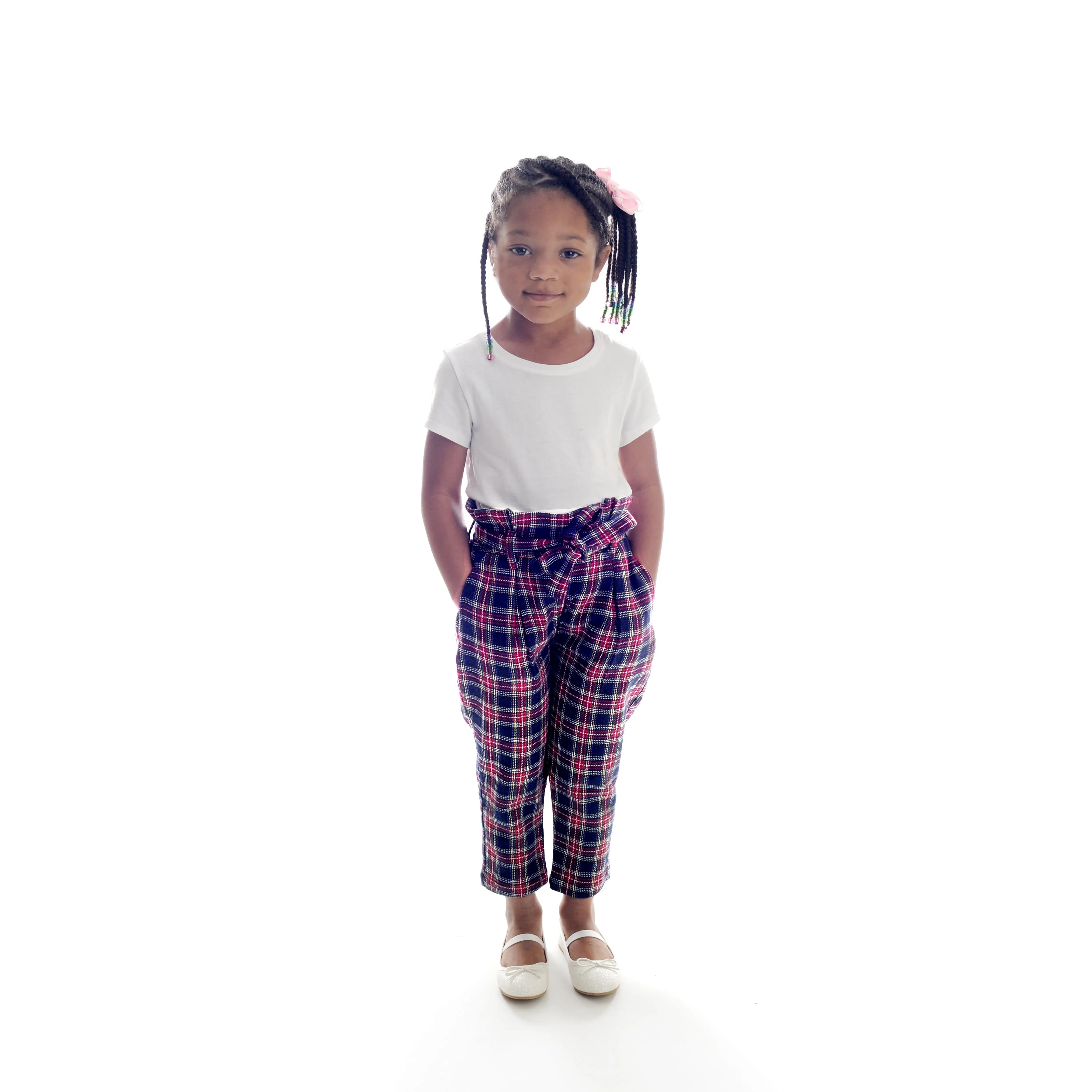 Paperbag waist pant with belt & pockets