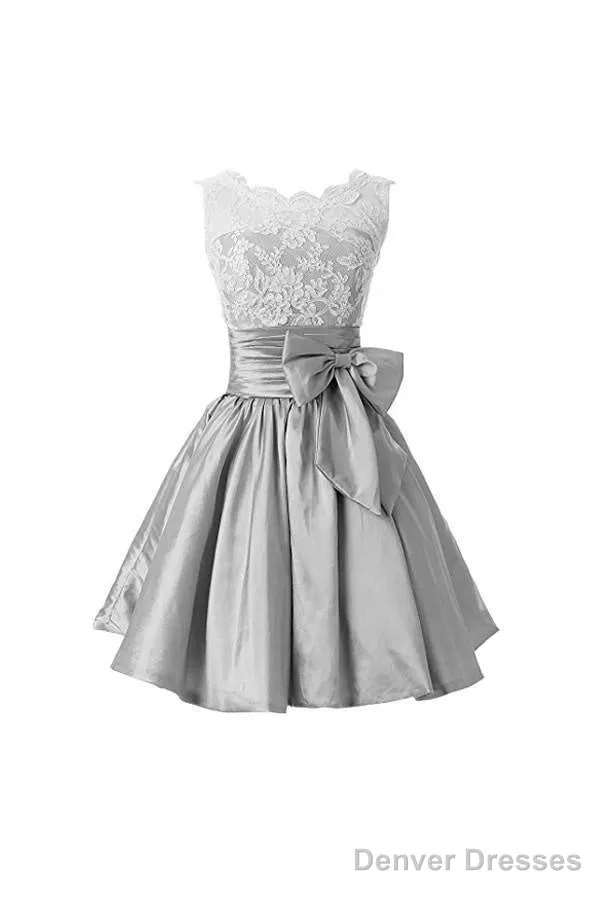 Silver Taffeta Short Homecoming Dresses Prom Dresses