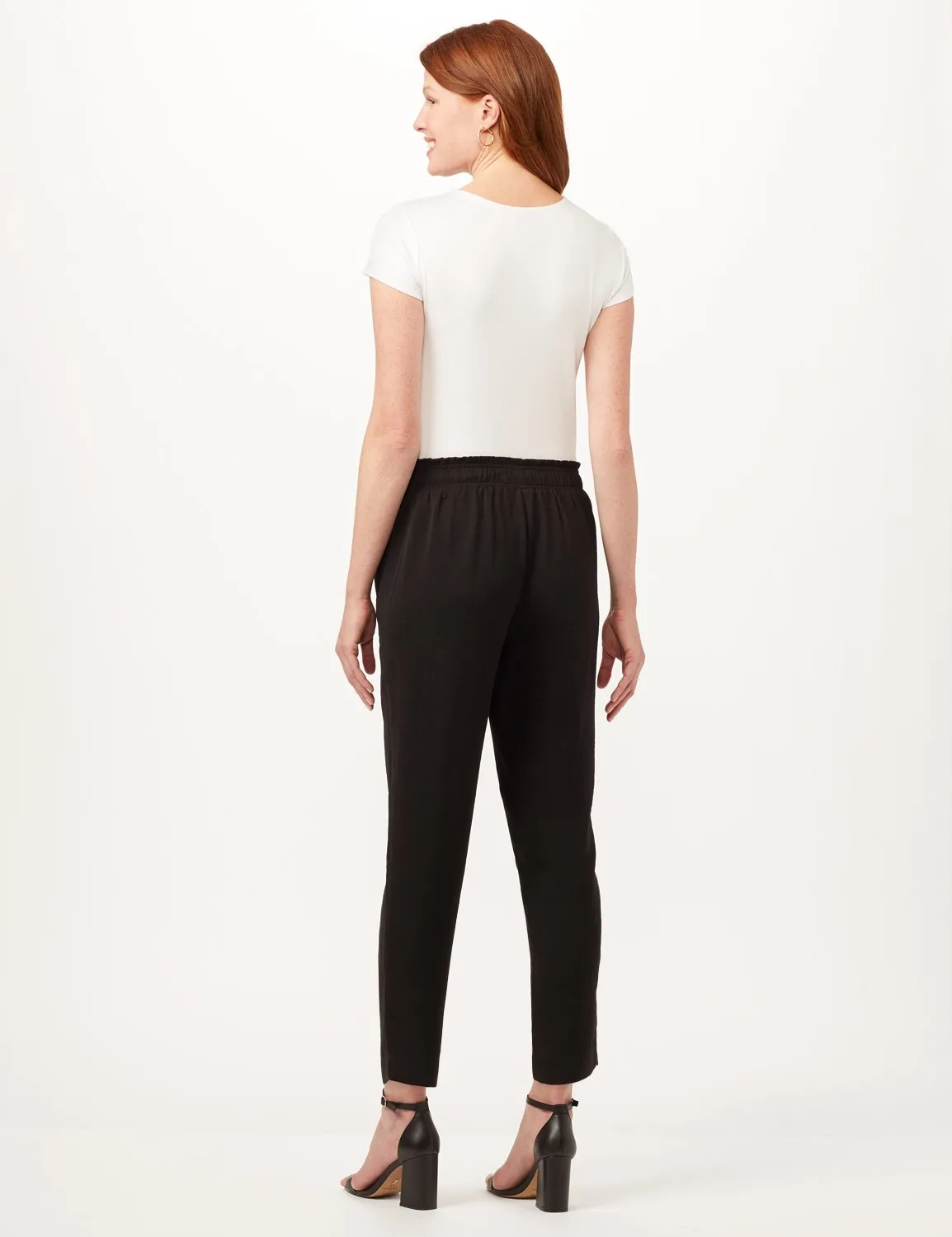 Texture Ankle Pants with Tie Waist