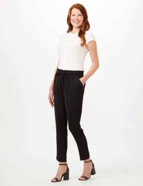 Texture Ankle Pants with Tie Waist