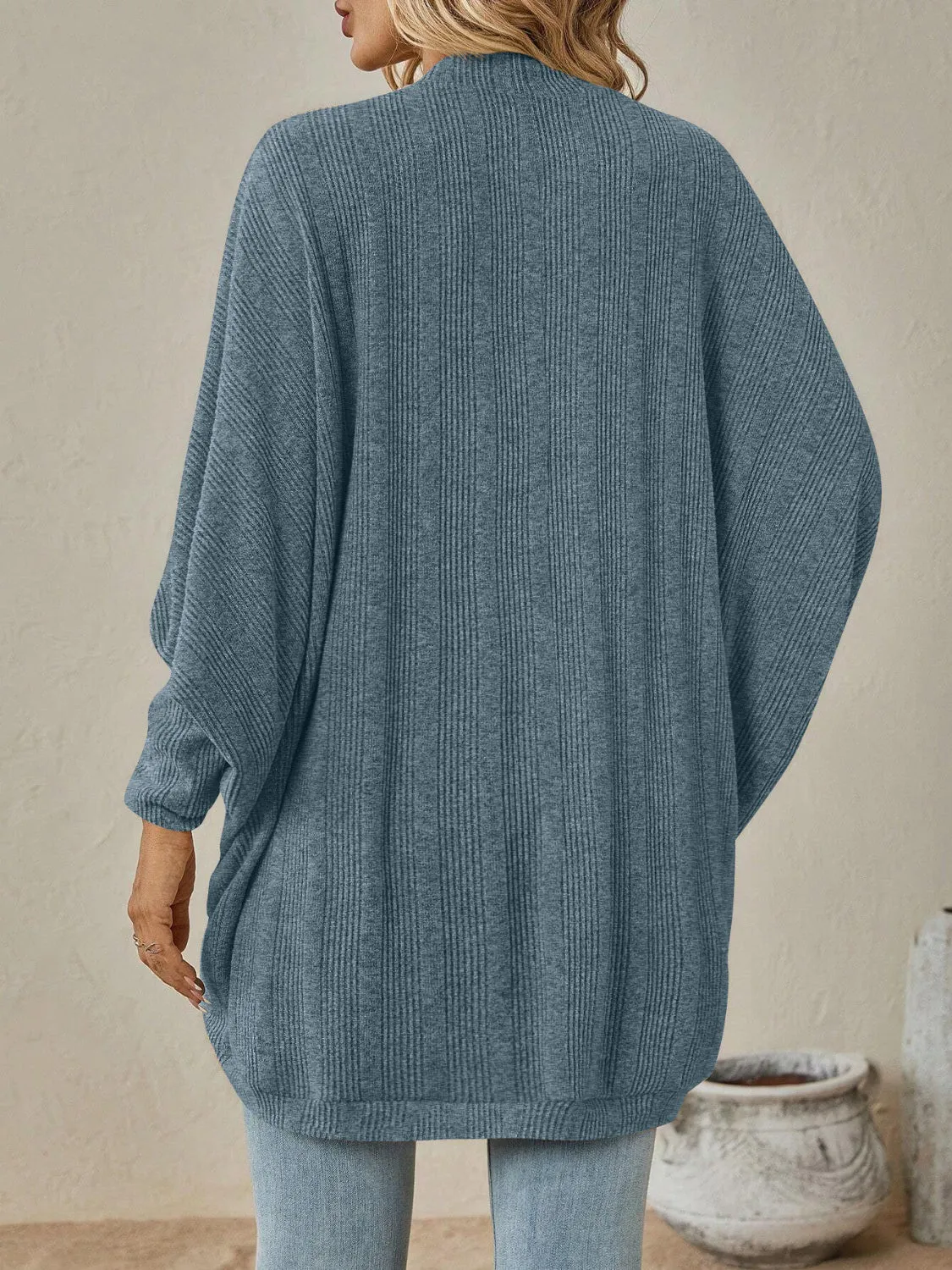 Women's Cozy Open Front Sweater with Dropped Shoulder