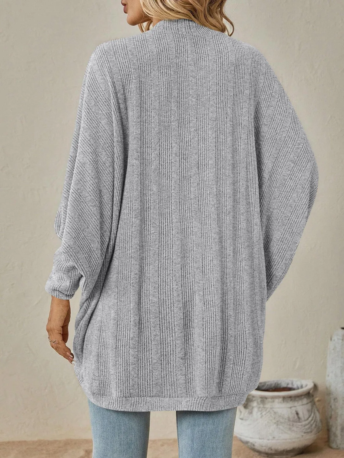 Women's Cozy Open Front Sweater with Dropped Shoulder