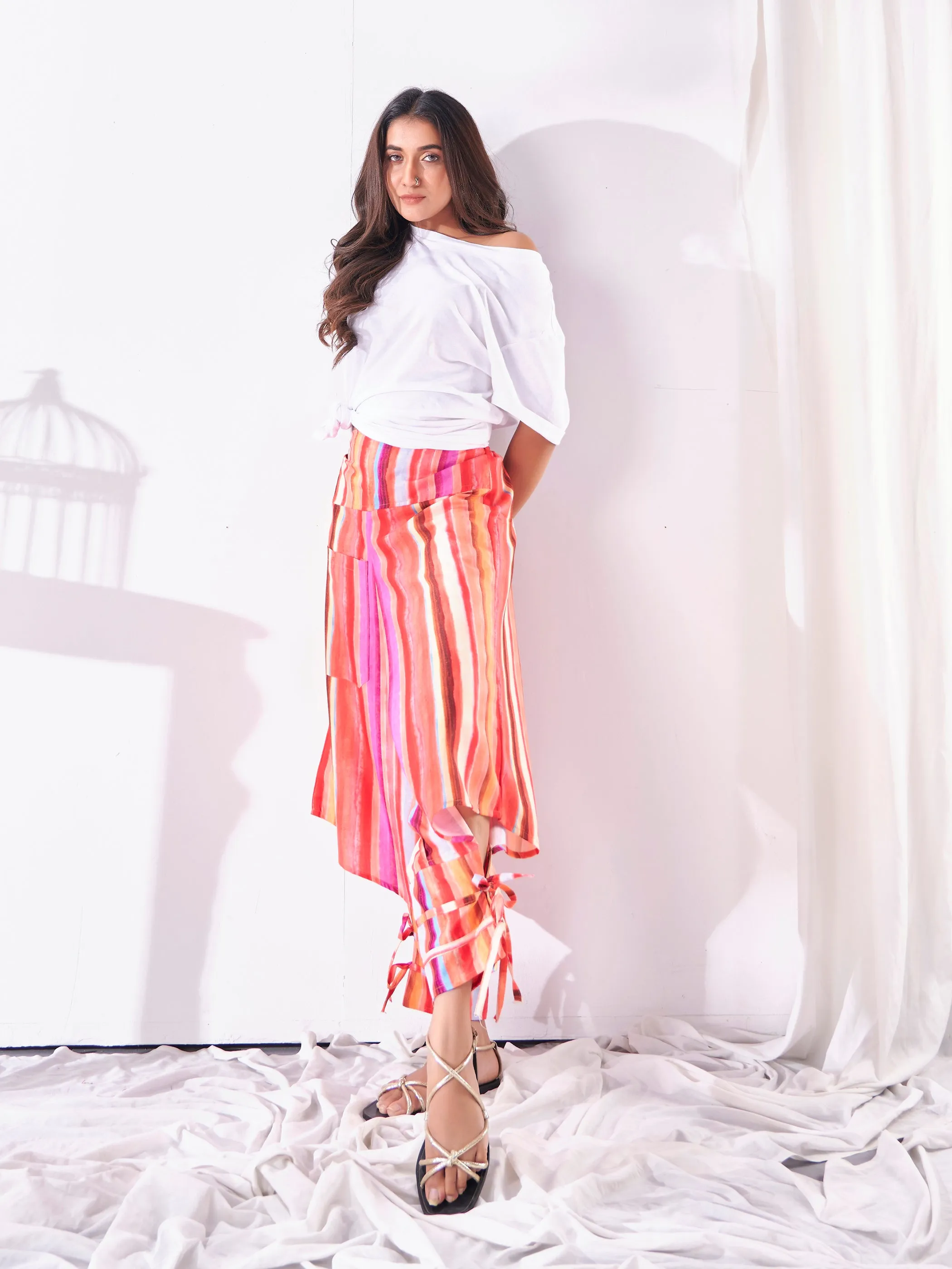 Women's Multi Coloured Cut Out Boho Hippy Harem Pants For Dance Travel Yoga